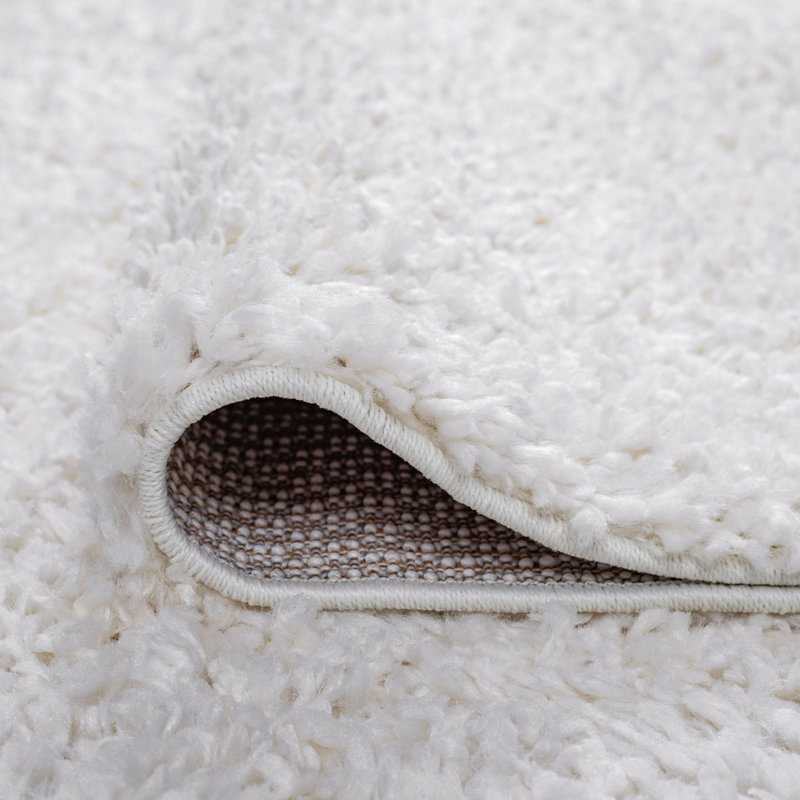 Asyana Esmee Shag White Rug, Rectangle 2' x 3'