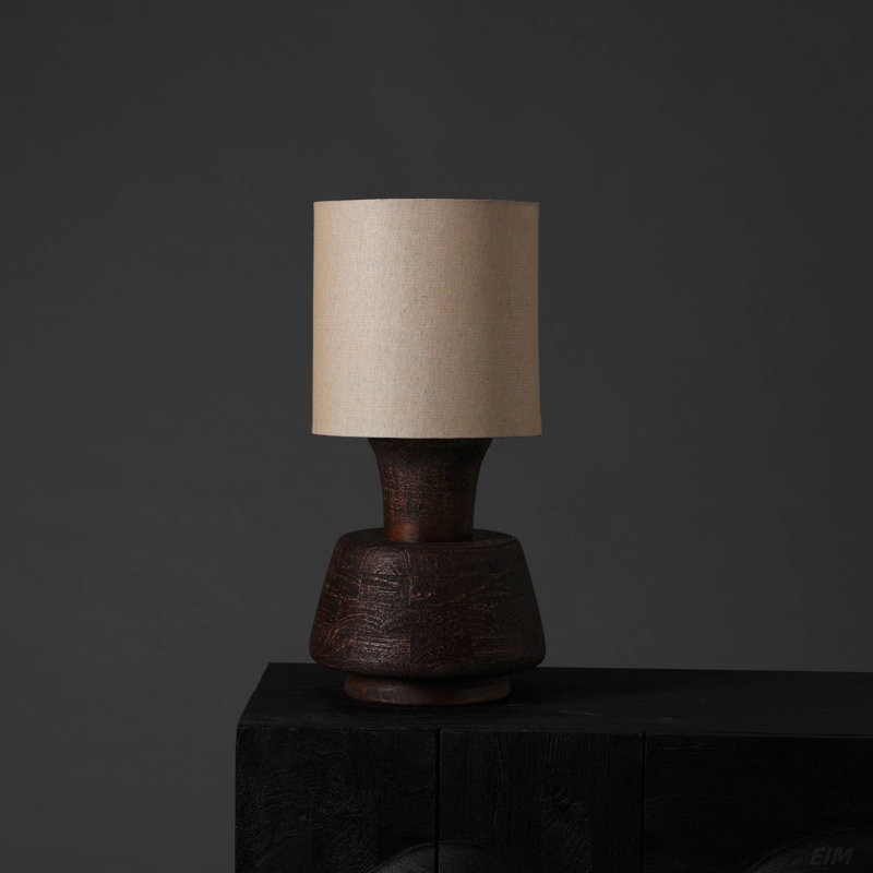 Lampe de table artisanale 13X13X26.5 fabriquée à la main avec base en bois pour le salon-chambre à coucher-décoration-plateau de table