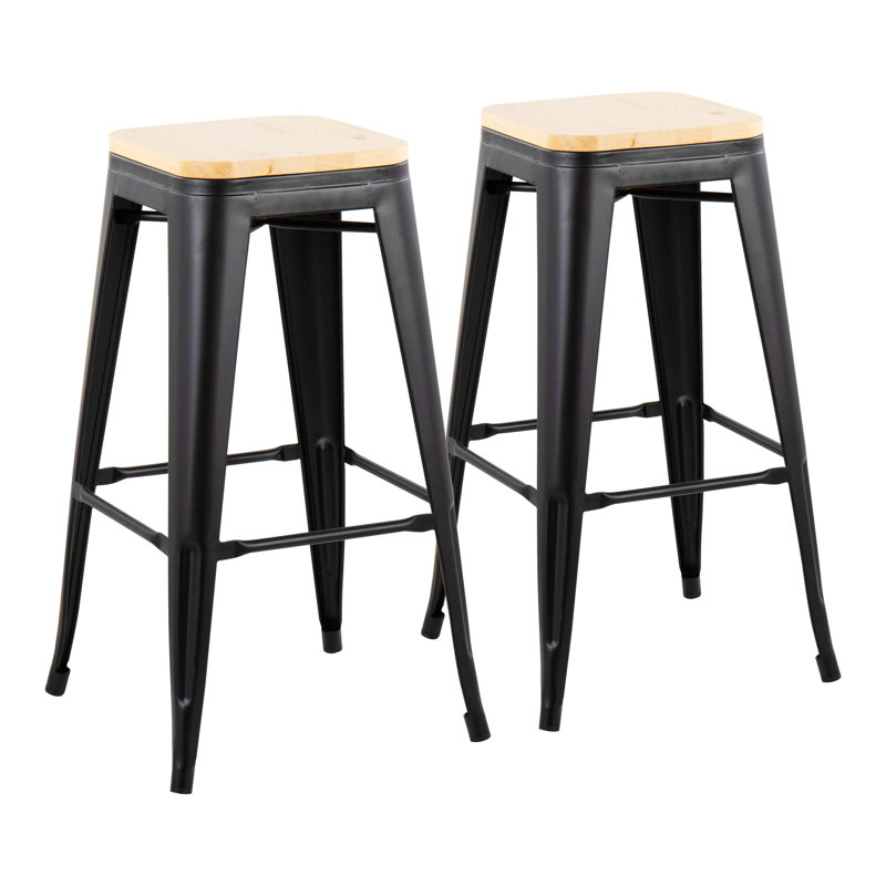 Joncarlo Counter Stool with Metal Frame, Beige/Black Frame