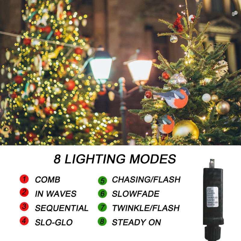 Aarah LED String Light Rubber Strand 8 Mode Adapter Waterproof for Indoor/Outdoor, Green