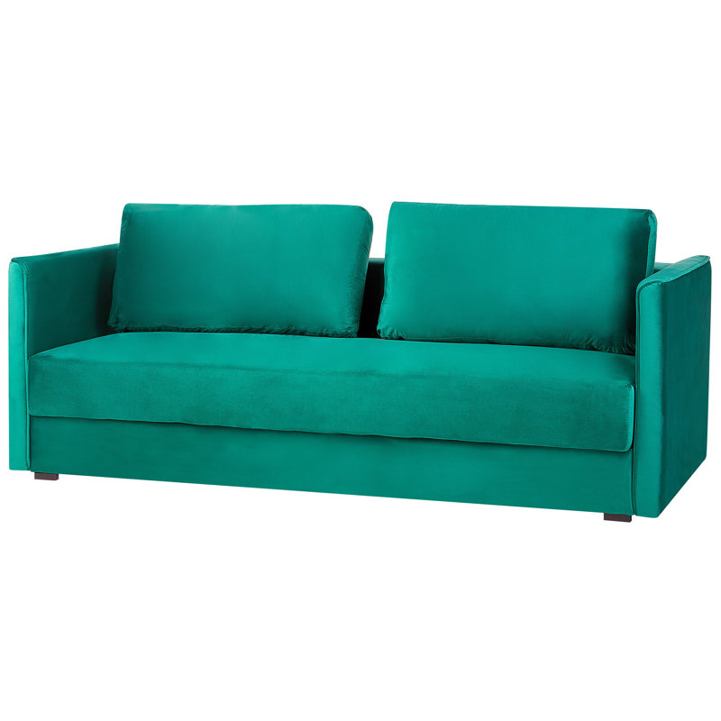 Amilcar 3 Seater Velvet Sofa Bed, Green