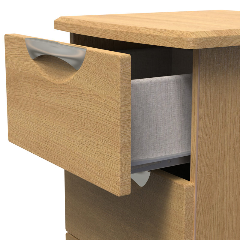 Bhodhini 5 Drawer Bedside Cabinet (Ready Assembled), Modern Oak