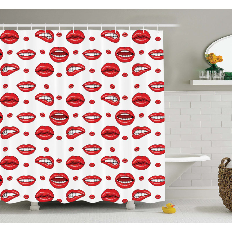 Ensemble de rideau de douche différentes formes de lèvre dans plusieurs gestes, H 84 po x l 69 po