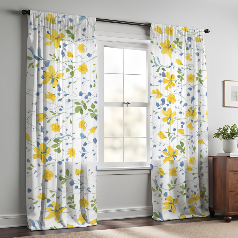 Paire de rideaux semi-transparents en polyester Shalu, L 20 po x L 82 po