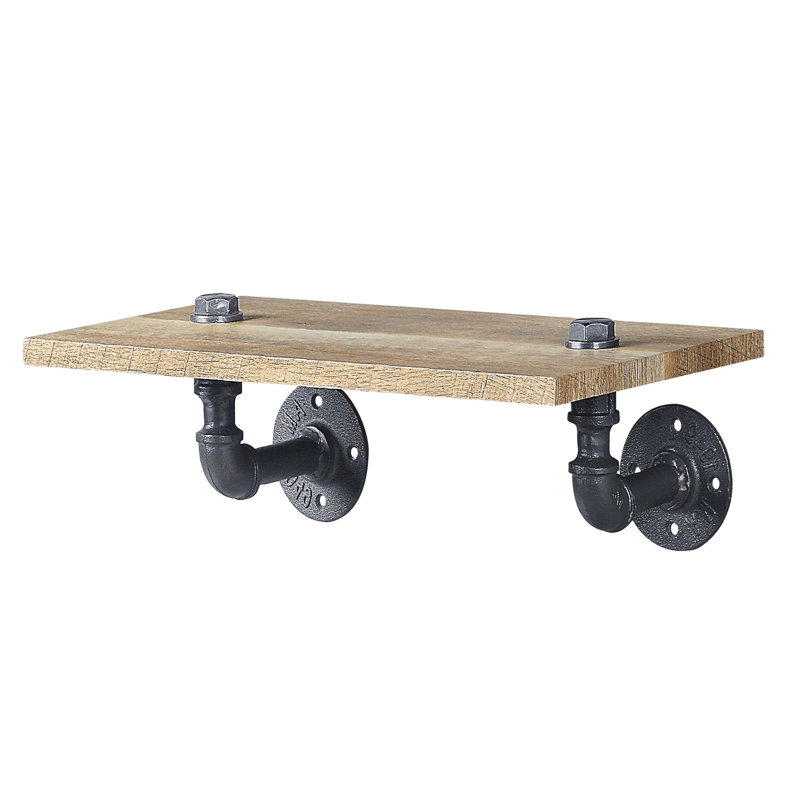 Oak And Sandy Black Wall Shelf - Ideal For Modern Vast Shelving Accommodates A Variety Of Items