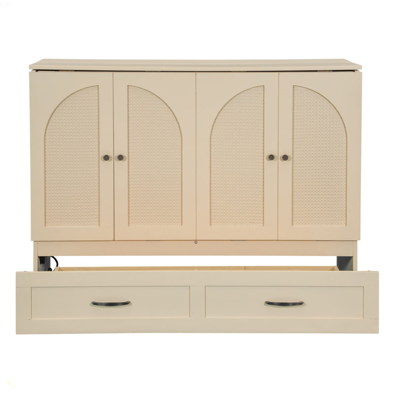 Lit escamotable avec grands tiroirs Murphy, Double, Or