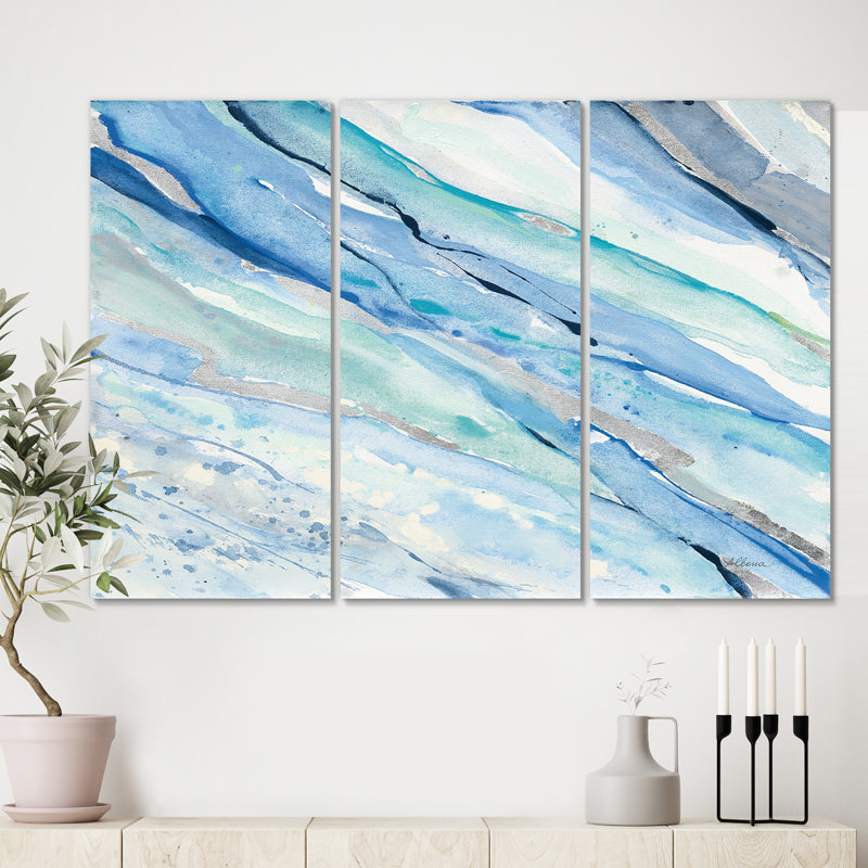 «Blue Silver Spring I», ensemble de 3 reproductions d'art sur toile tendue, H 40 po x l 60 po x P 1 po