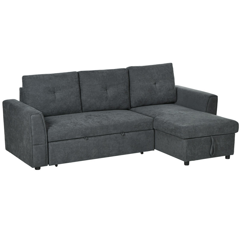 Rayssa 3 Seater Sectional Sofa Bed, Grey
