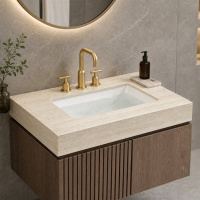 24" Sintered Stone Vanity Top with Undermount Ceramic Sink (Faucet Not Included)