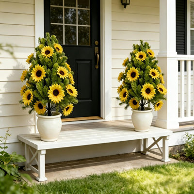  Artificial Fake Flowers for Home Decor 17.7in Realistic Sunflower Ground Insert Outdoor Garden Decoration for Festive Everyday Settings Ideal Decoration for Outdoor Gardens
