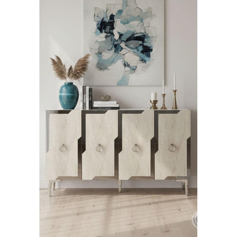 Console, Beige/White/Silver