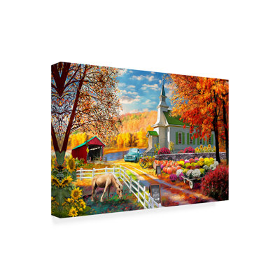 «Vermont Church Fall Fair on Canvas» par Marie August Anderson, reproduction