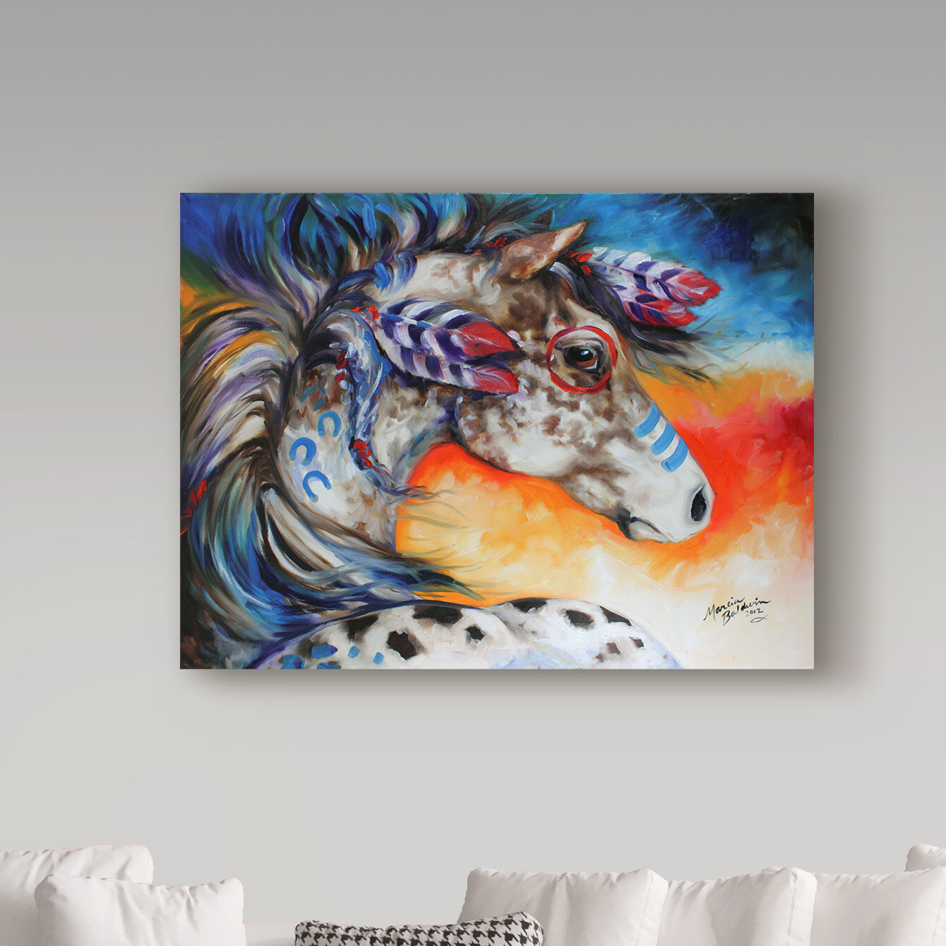 Appaloosa Indian War Horse Acrylic Painting Print on Wrapped Canvas