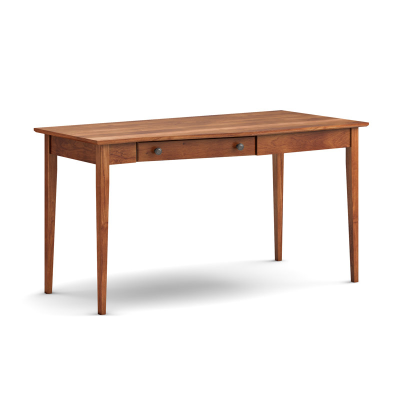 Bureau de base en bois massif Malani, Pacanier doré