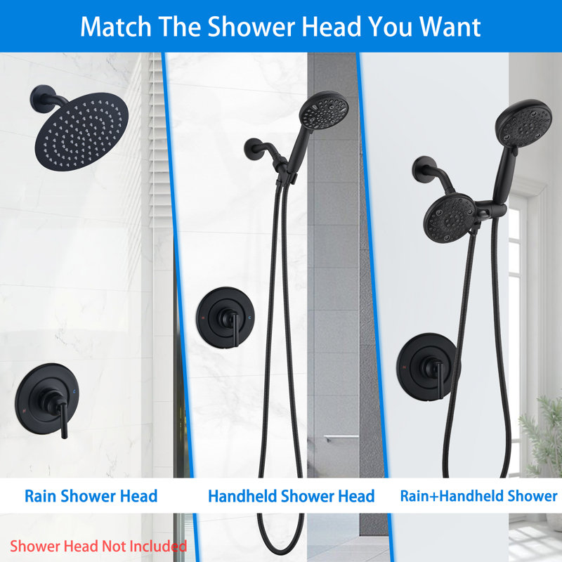 Remplacement de l'ensemble de garniture de robinet de douche, bras de douche, poignée de douche Moen, Noir mat