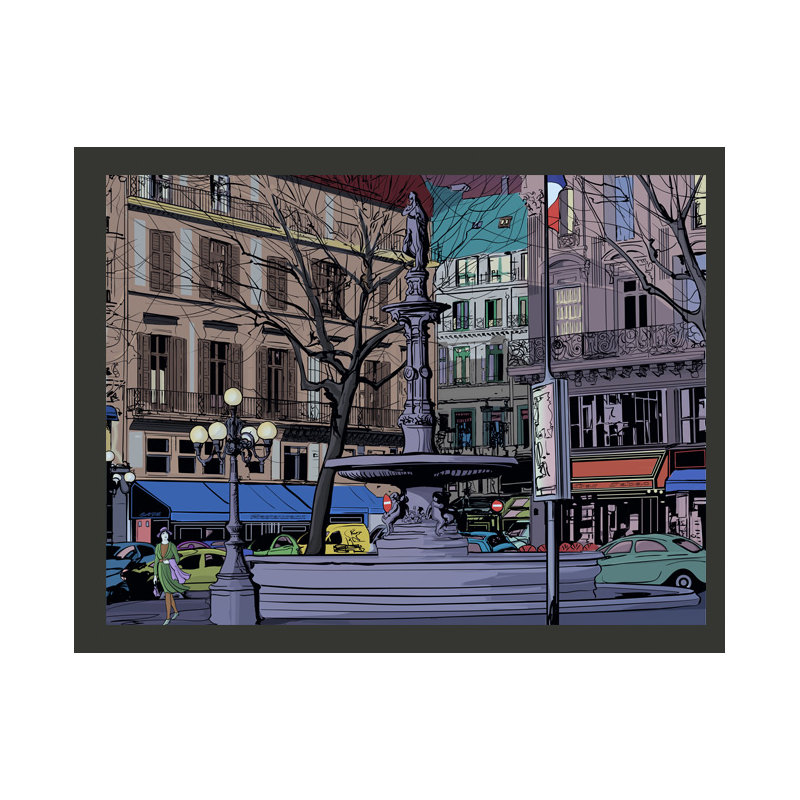 Dusk Over a Parisian Square 309cm x 400cm Wallpaper, 193cm L x 250cm W