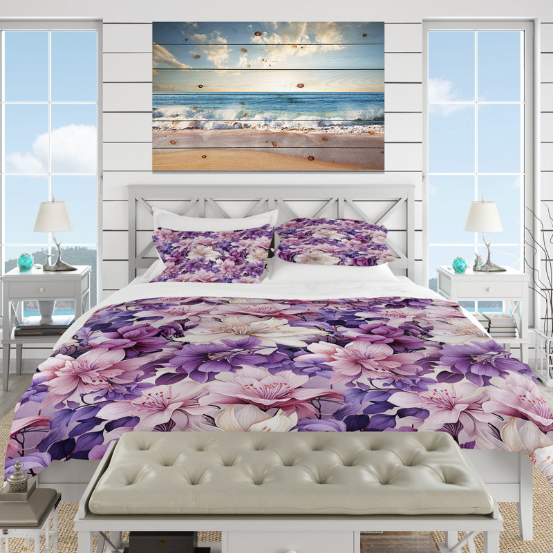 Literie Orchid Dream Tropical Pattern I, Housse de couette pour grand lit et 2 taies décor
