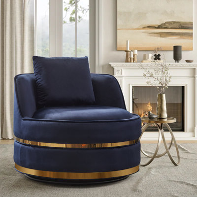 Alson 28.35"W 360° Swivel Velvet Barrel Chair