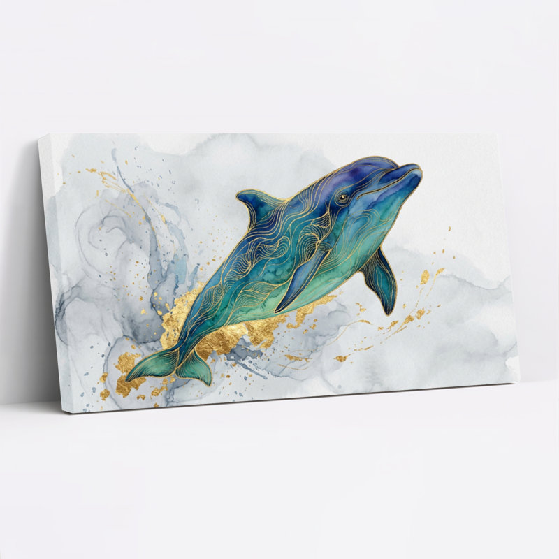 Ensemble de 1 tableau sur toile représentant un dauphin, L 32 po x H 16 po, Wrapped Canvas
