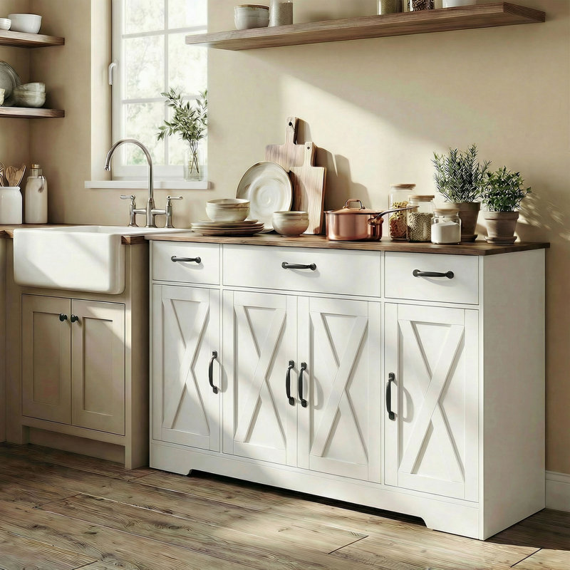 Buffet, armoire de cuisine 55 po, blanc