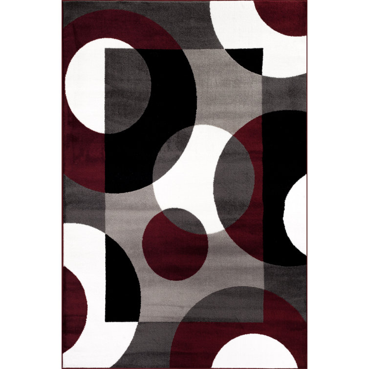 Amirr Geometric Burgundy/Grey/White Area Rug