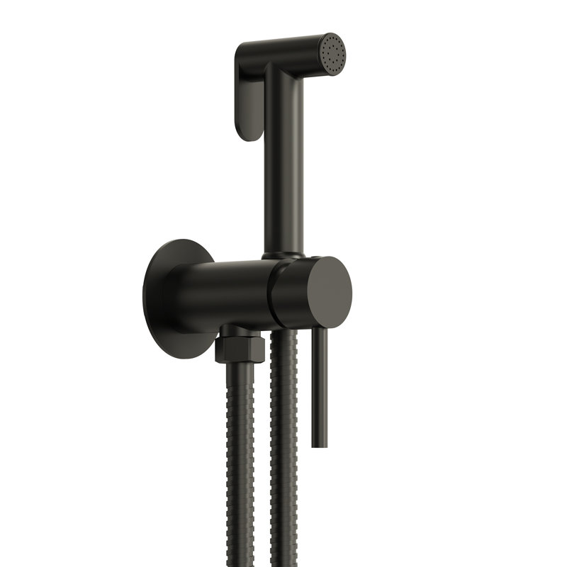 Robinet de bidet rond avec douchette, contrôle de la température chaude et froide, corps en laiton, Noir mat