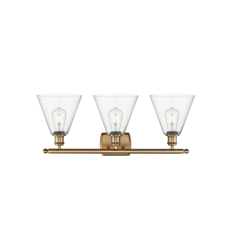 Éclairage pour salle de bain 3 lumières Harini, Transparent, Laiton brossé, Incandescente