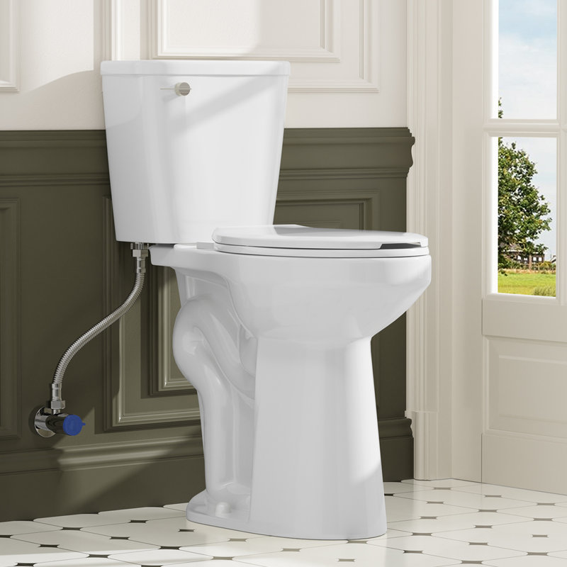 Elongated Two piece Toilet With Extra Tall Bowl, Powerful 1.28GPF Single Flush, Toilets For Seniors & Disabled