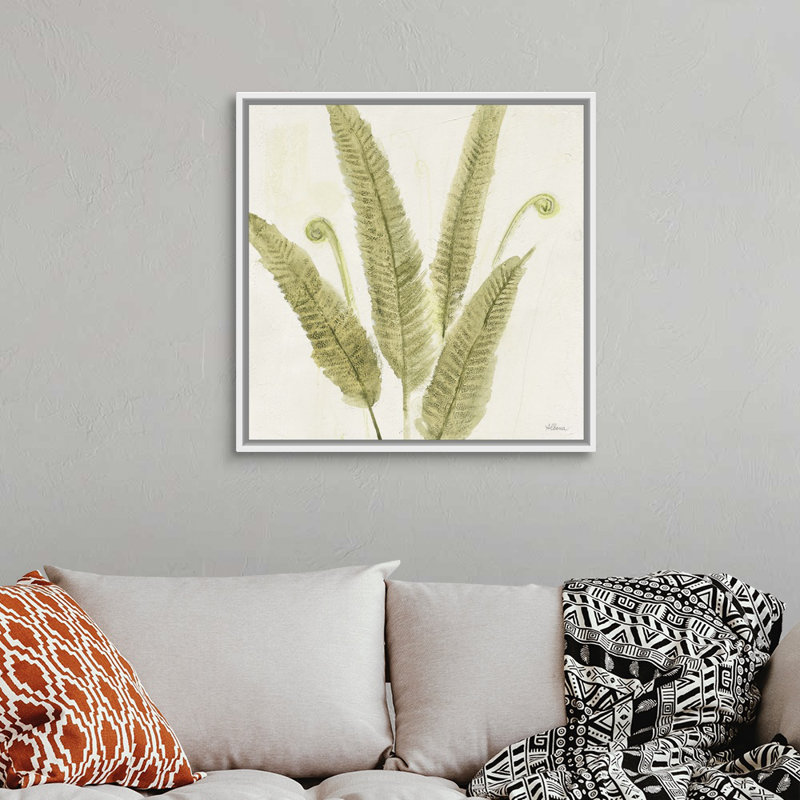 Forêt, fougères II, art mural, Toile avec cadre blanc, H 30 po x l 30 po x P 1,75 po