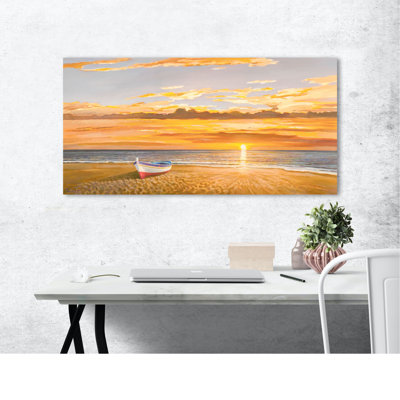 Sunset on the Shoreline by Adriano Galasso - Wrapped Canvas Painting Print
