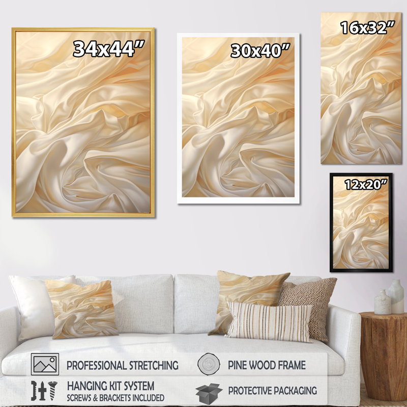 Tissu en soie blanc enneigé - impression sur toile tendance, H 20 po x l 12 po x P 1 po, Toile tendue