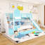 Lit superposé simple au-dessus de simple avec cadre en bois avec 2 tiroirs, 3 tablettes et glissade-1066637834-1066637839