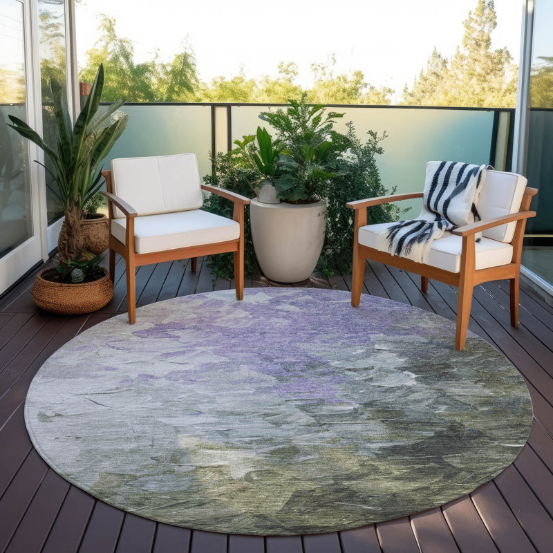 Braearis Lavender Washable Indoor-Outdoor Rug - LOOMLAN, 8' x 8'