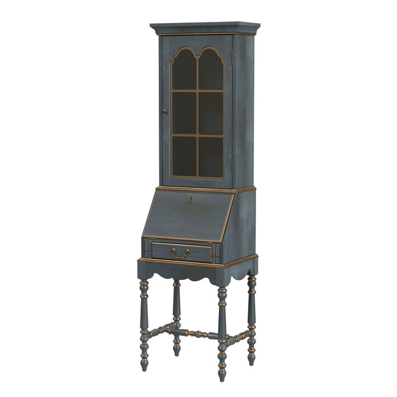 Gaen Secretary Desk with Hutch, Pastel Blue