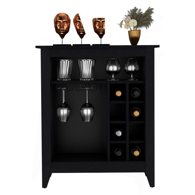 Bar, château, une tablette ouverte, six casiers à vin, Noir
