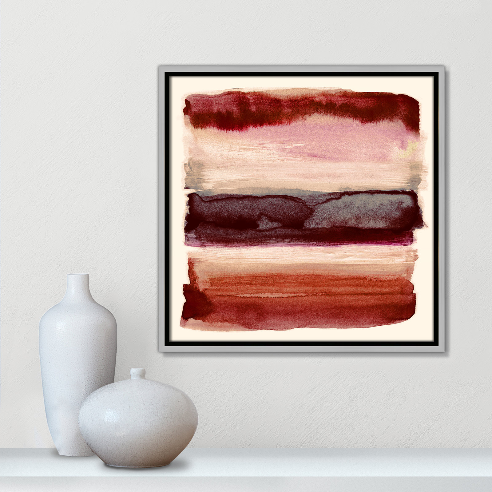 Burgundy Sky II Print by Nan, Silver, 17.5" H x 17.5" W