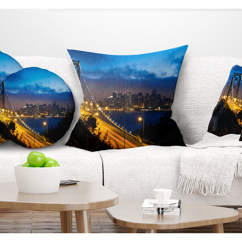 Coussin san francisco bridge cityscape photo bay bridge, 16 po x 1 po, Coussin décoratif