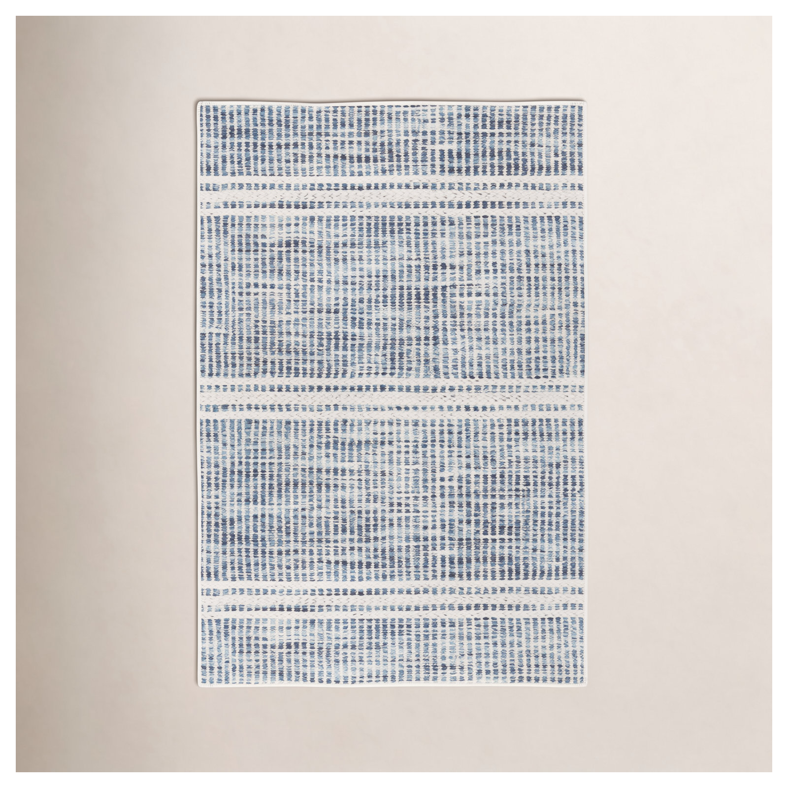 Malta Blue Machine Washable Rug, Rectangle 3' x 5'
