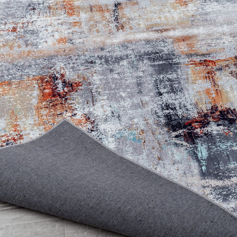 Lipe Abstract Area Rug in Gray, Rectangle 7'6" x 9'6"