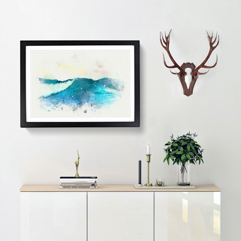 Rolling Ocean Waves in Abstract - Picture Frame Graphic Art Print, 40cm H x 60cm W x 2cm D, Black