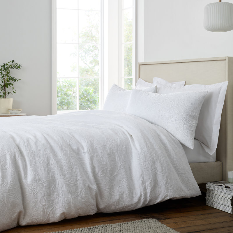 Fleur Matelassé Jacquard 200 Thread Count Cotton Duvet Cover Set, Single Duvet Cover + 1 Standard Pillowcase