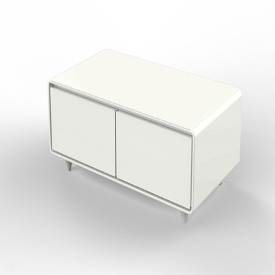 Modern Coffee Table with Built in Fridge, Manual Temperature Control Coffee Table with Power Outlets