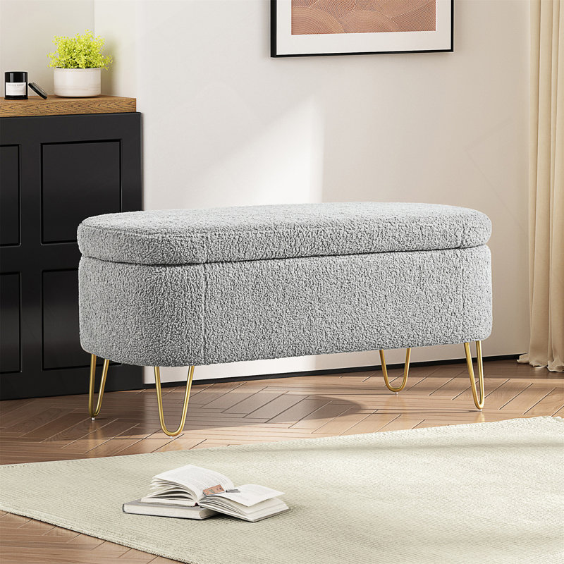 Banc de rangement ovale Lataif, Gris
