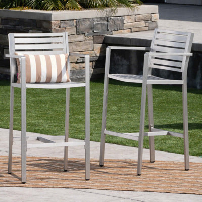 Tabourets d'extérieur avec cadre en aluminium antirouille, ensemble de 2