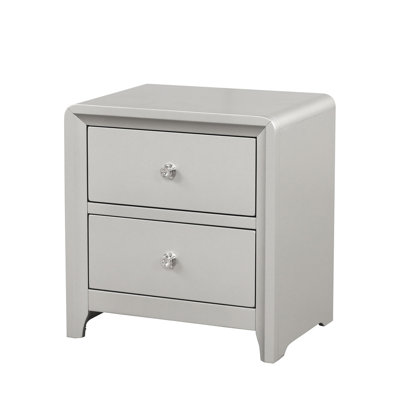 Champagne Finish 1Pc Nightstand Nickle Finish Hardware Central Metal Glide English Dovetail Drawer Contemporary Bedroom Furniture