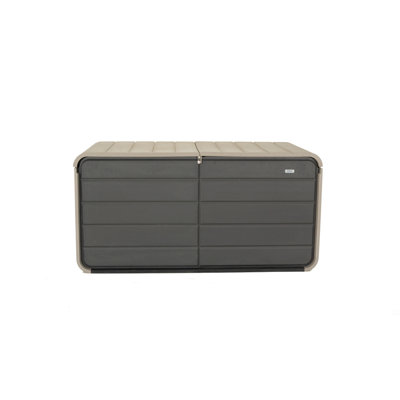 260 Gallon Plastic Deck Box, Large Patio Storage Box With Lock, Wheels & Waterproof Lid