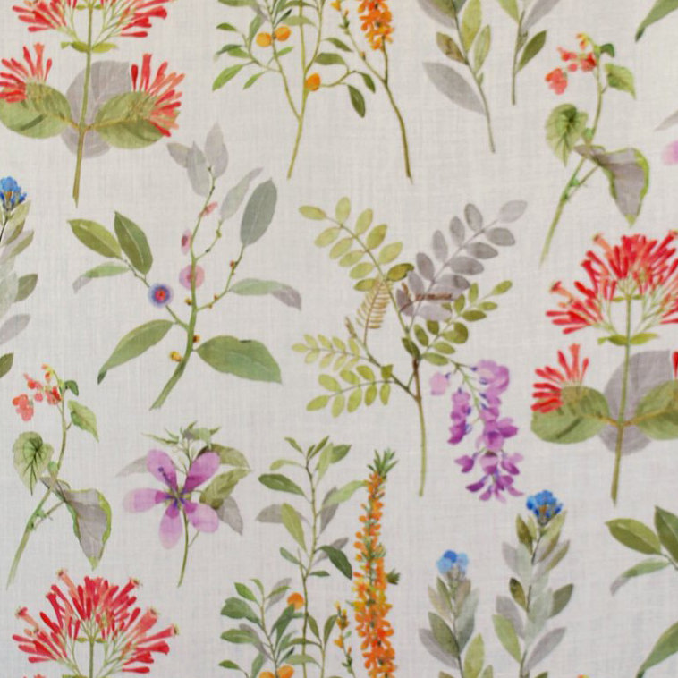 Tissu sissinghurst, Corail / multicolore