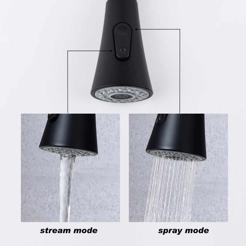 Single Lever Kitchen Faucet Of Matte Black Stainless Steel, Pull Out Adaptable To Different Sink Shapes, High Nozzle Rotating A Full Circle, Rust Surface, Aerators For Bubbly Water Faucet, , Lever,