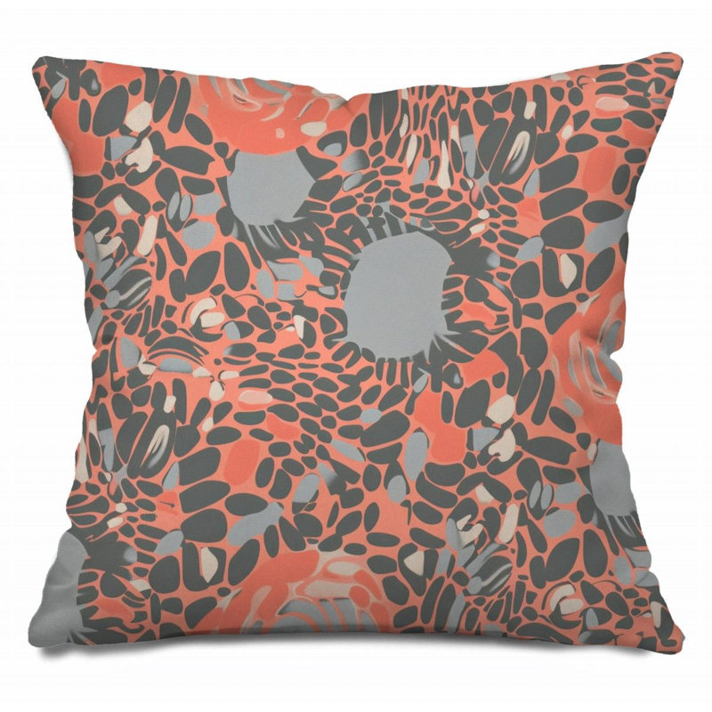 Coussin psychédélique réversible à motif abstrait ondulé, H 18 po x l 18 po