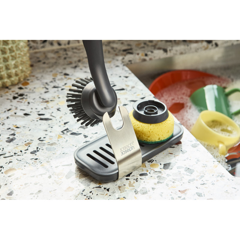 Joseph Joseph Ensemble de brosse à vaisselle et éponge avec support de rangement SinkTech